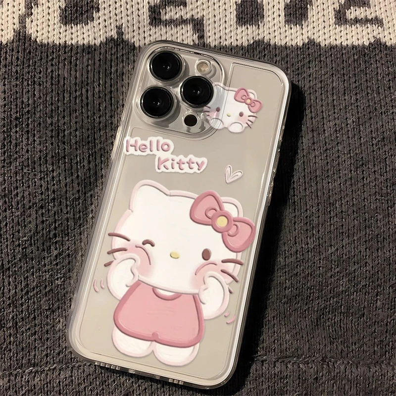 可爱挤脸凯蒂猫iPhone14少女13/12苹果15手机壳oppo华为vivo小米