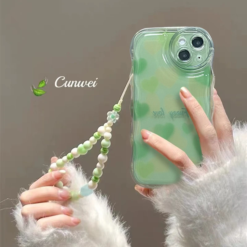 绿色晕染手链苹果13手机壳14promax全包xs/xr软iphone11 12防摔8p