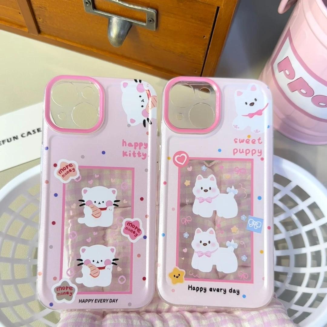 有范壳粉框小狗猫咪iPhone13/14手机壳11苹果15华为oppo小米vivo