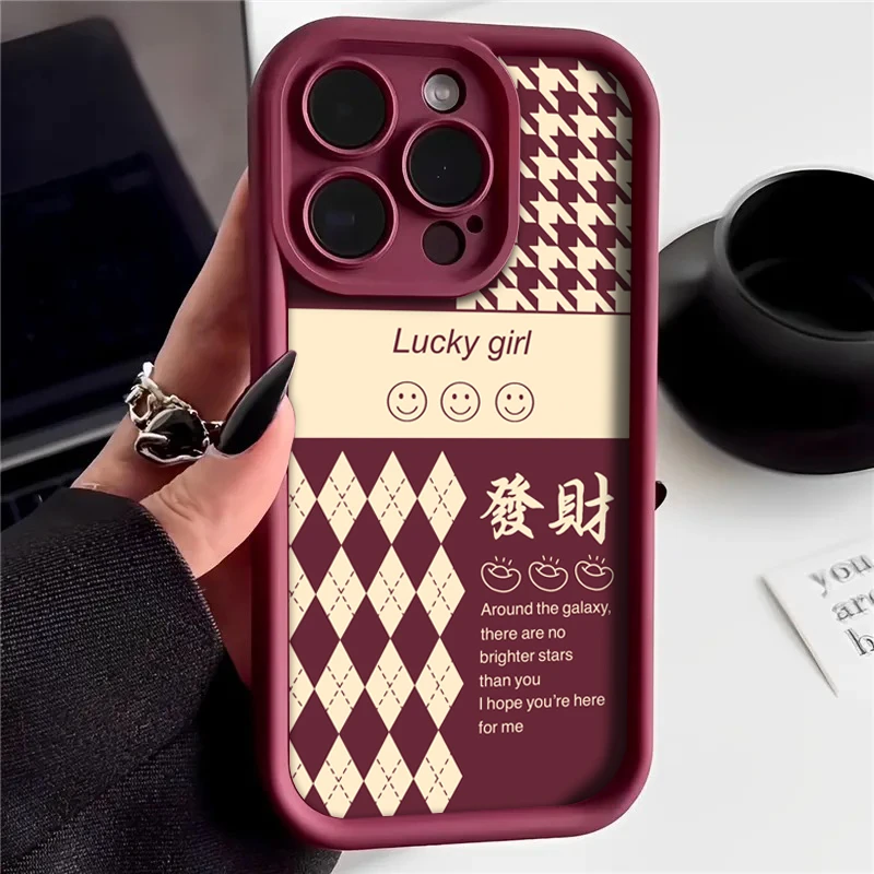 复古发财千鸟纹iPhone14/15苹果15promax手机壳13/12/11小众xr xs