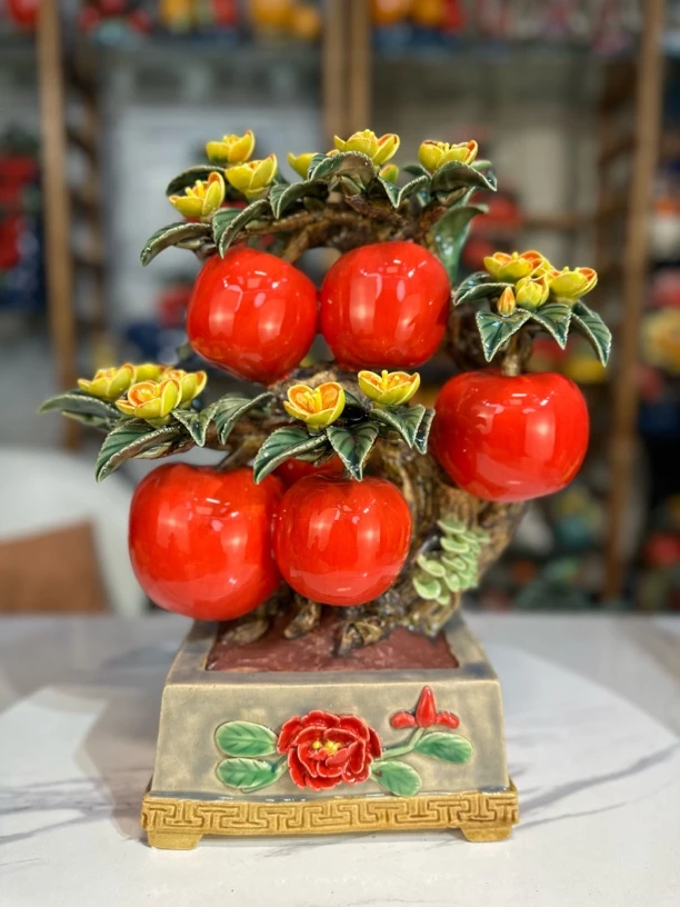 佛山石湾陶艺 苹果盆景 富贵平安 长33宽18高43