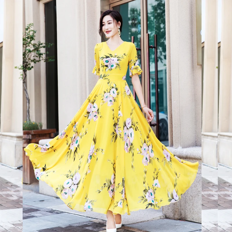 香衣丽华新款五分袖大摆连衣裙