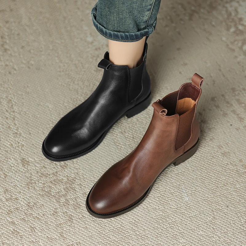 头层牛皮2cm跟筒高11cm粗跟时尚短靴X3121