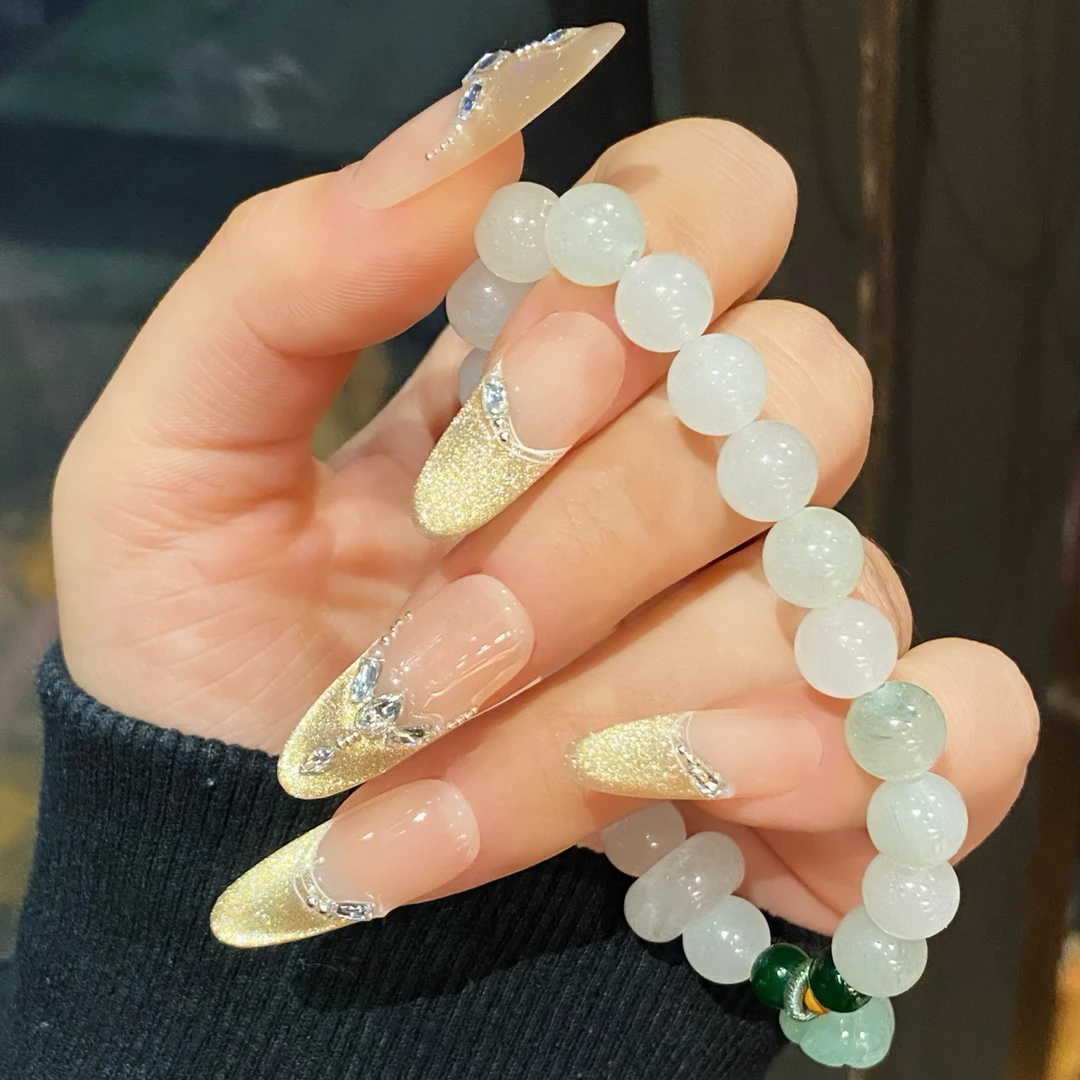 【人间富贵花】金色猫眼手工穿戴甲102456