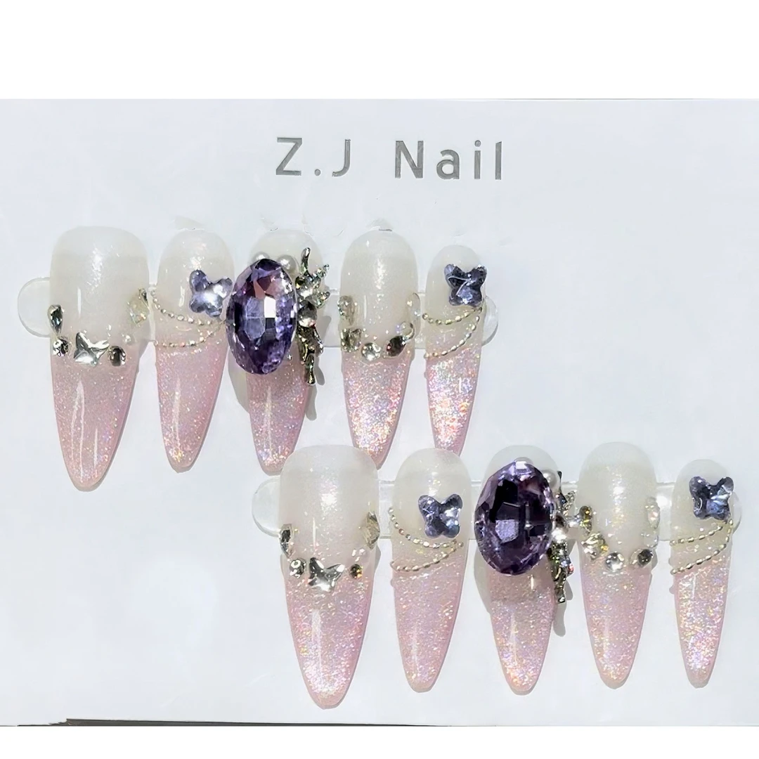 【庄周梦蝶】庄周梦蝶猫眼纯手工穿戴甲101676