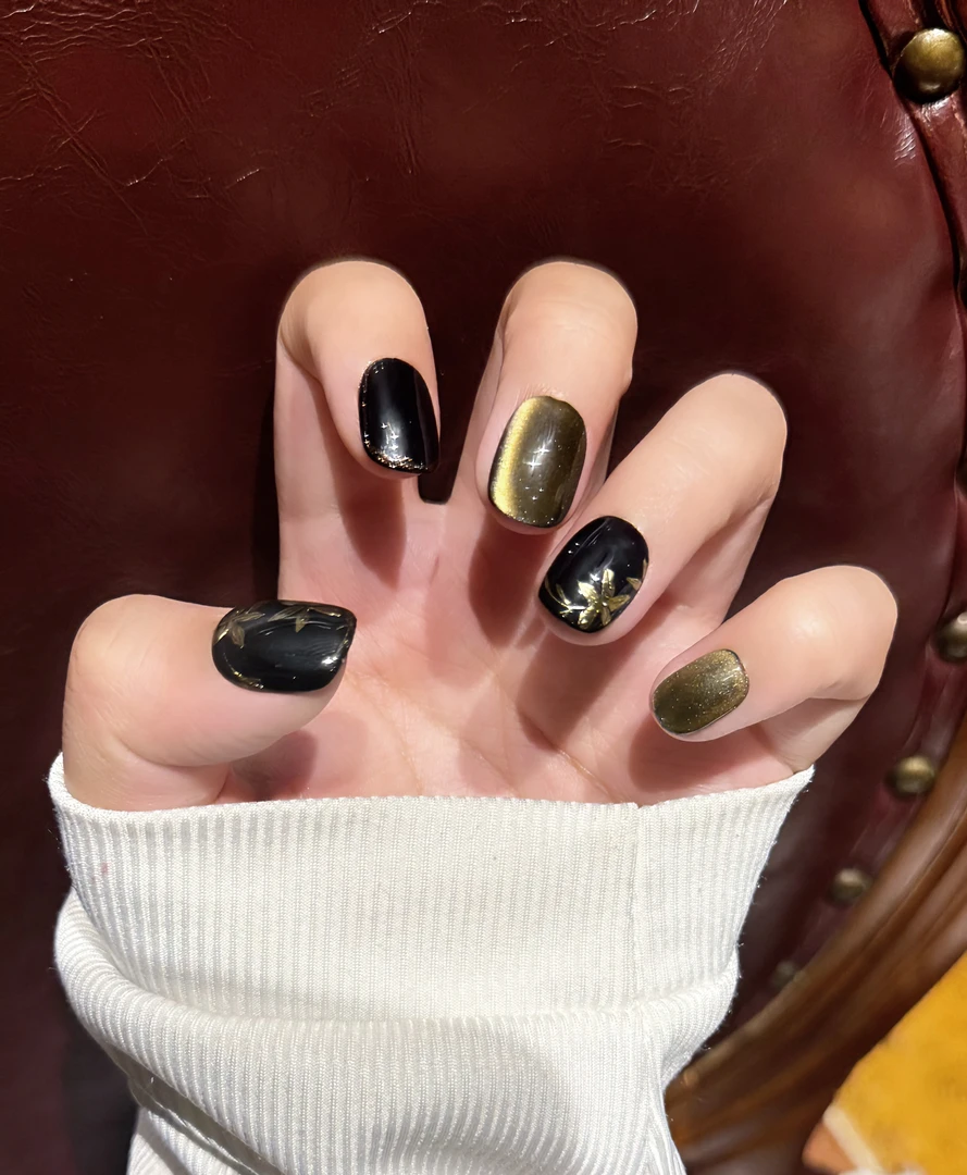 【鎏金猫眼】超短款手工穿戴甲101093