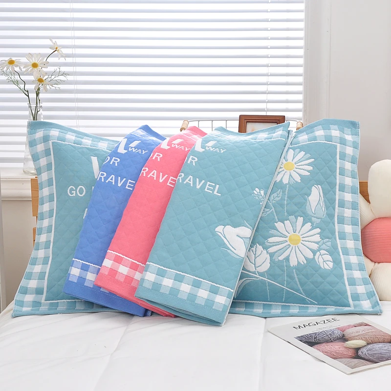 四季枕巾一对装纯棉2024新款全棉纱布加大加厚枕头巾学生成人情侣