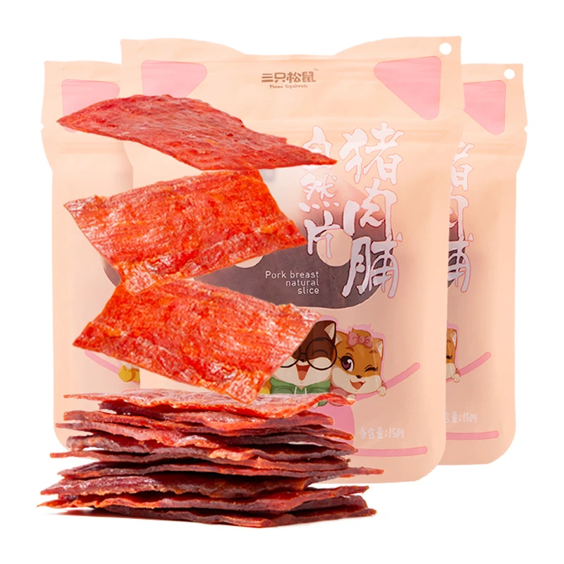 三只松鼠猪肉脯自然片150g*1袋零食小吃熟食靖江特产休闲办公肉干