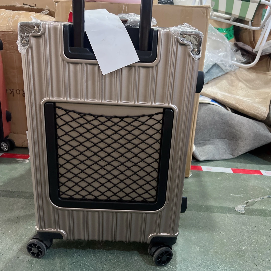 AA香槟金铝框竖条拉杆箱 行李箱 20寸 PcABS931可登机