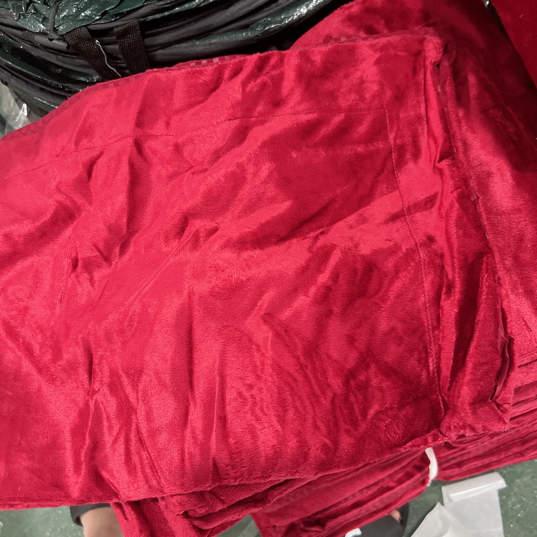 酒红色绒枕套大开口发1对50*66