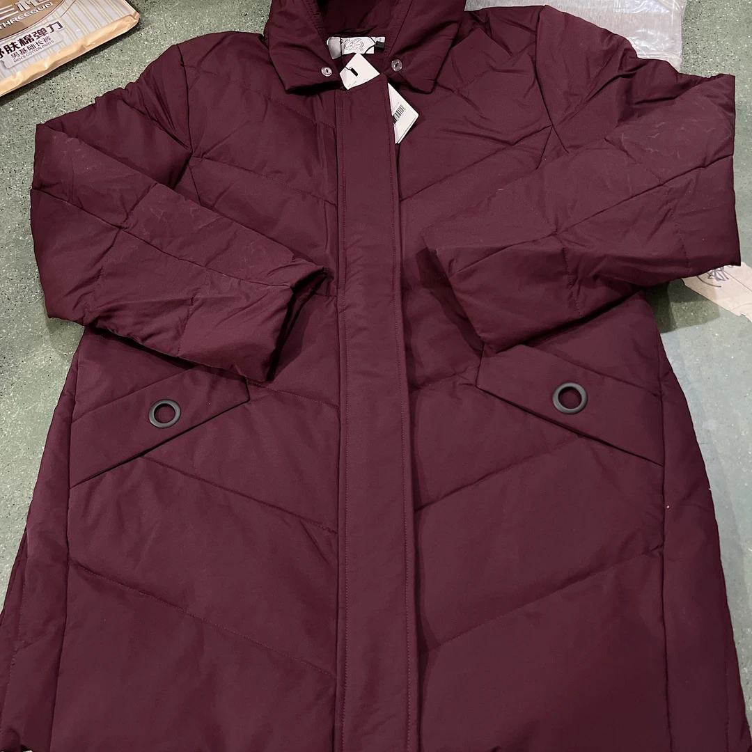 深紫色中长款绒绒服 外套 百搭经典保暖