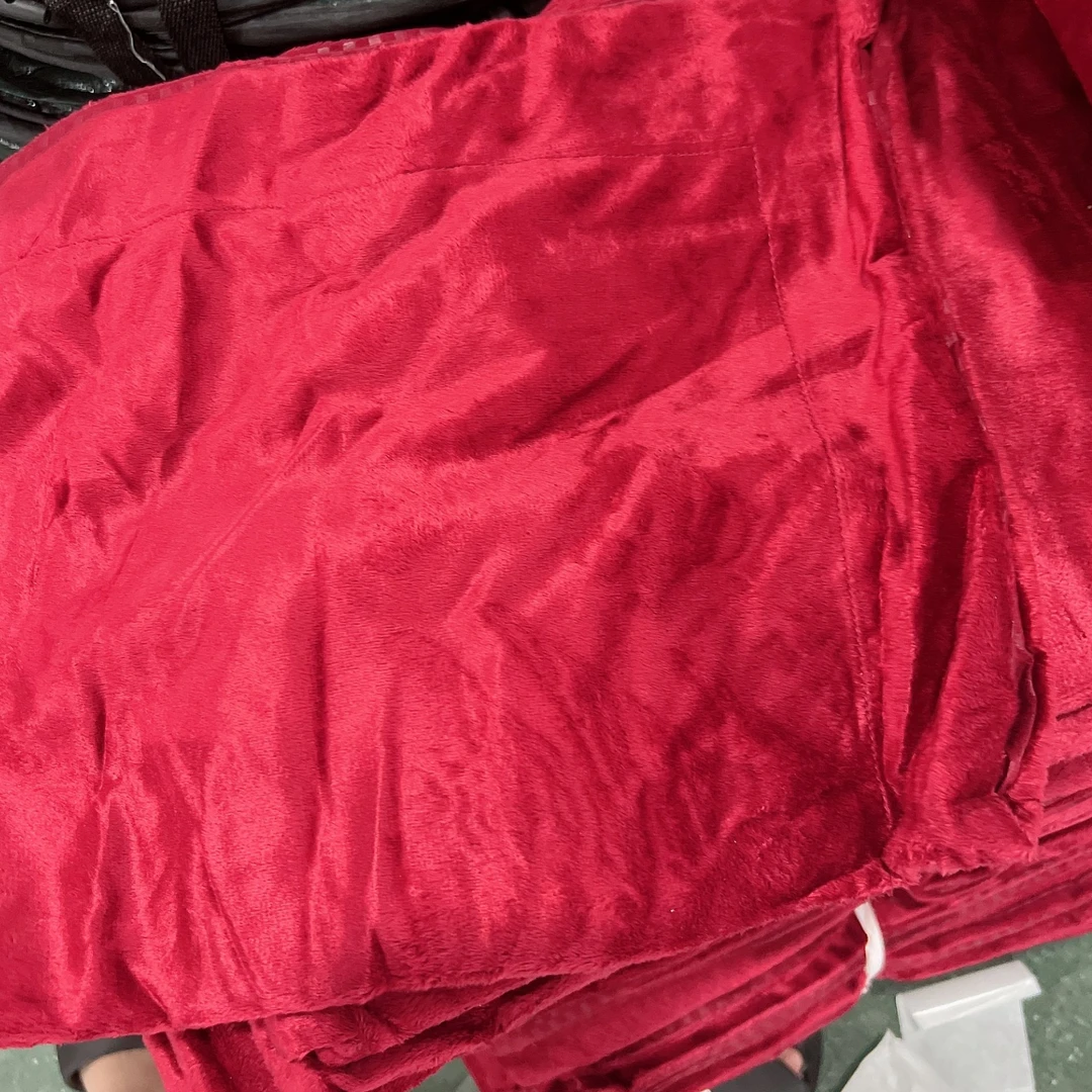 酒红色绒绒被壳大开口无拉链218*218