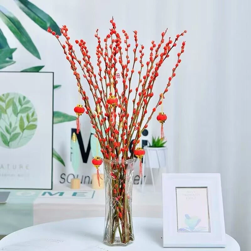 银柳鲜枝真花年宵花干花红色彩色银柳耐寒水培花卉植物室内喜庆