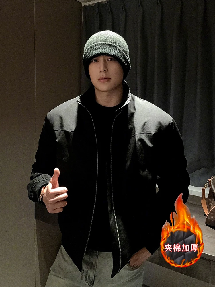 美式三防夹克棉服男加厚教练工装棉衣外套立领短款夹棉棒球服男生