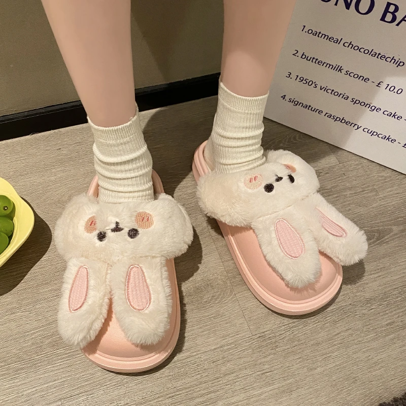秋冬新款W872-4大耳兔居家棉拖鞋女室内拖