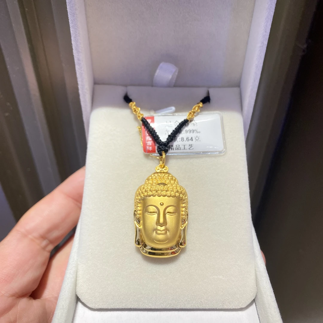 精品工艺足金平安福佛头吊坠天赐洪福系列佛头百福佛头吊坠