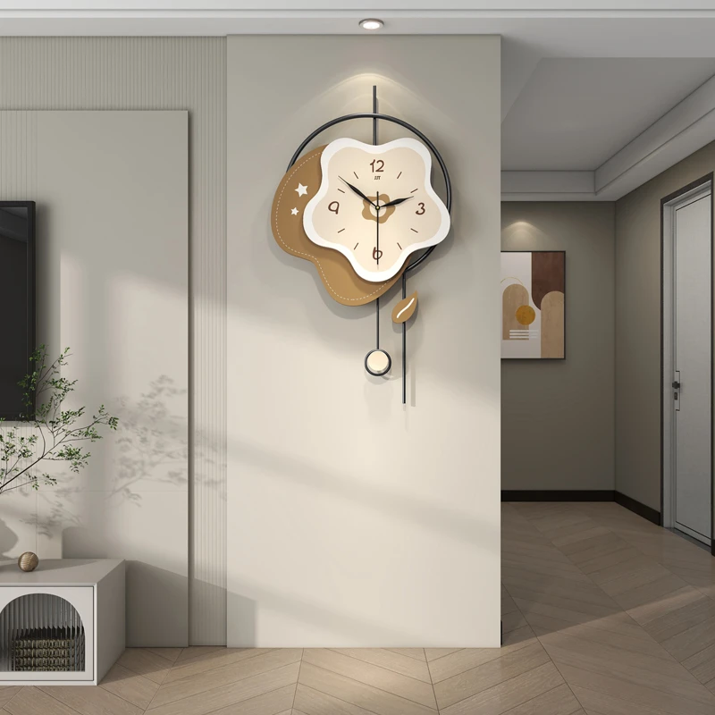 时尚客厅新款现代轻奢家用创意简约风钟表挂钟时钟挂墙餐厅卧室