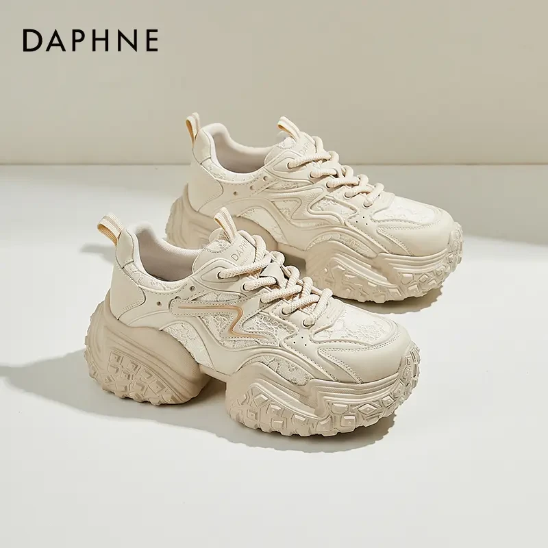 达芙妮厚底松糕老爹鞋女款2024秋季新款百搭小个子增高运动休闲鞋