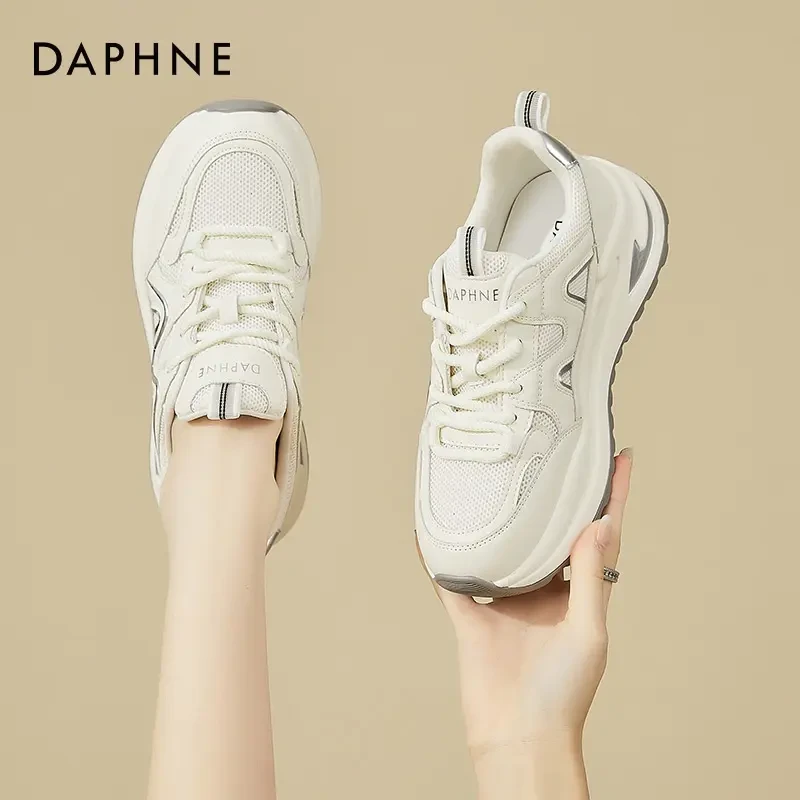 达芙妮厚底老爹鞋女鞋2024新款春秋学生运动休闲鞋软底白色旅游鞋