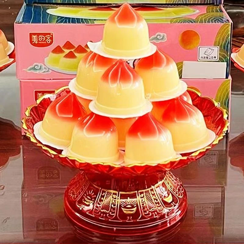 潮汕福桃型果冻桃然心动折塔果冻仙桃中秋节果冻塔材料拜月娘