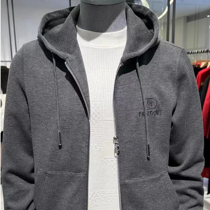 SANFOTO男士早春休闲连帽针织厚夹克