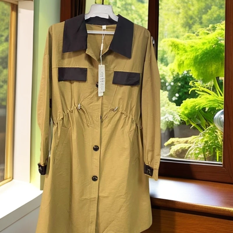 秋季新款时尚polo领拼接款抽绳外套q900