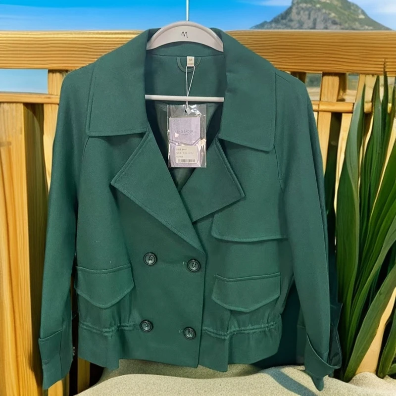 秋季新款时尚三色下摆抽绳短风衣q912