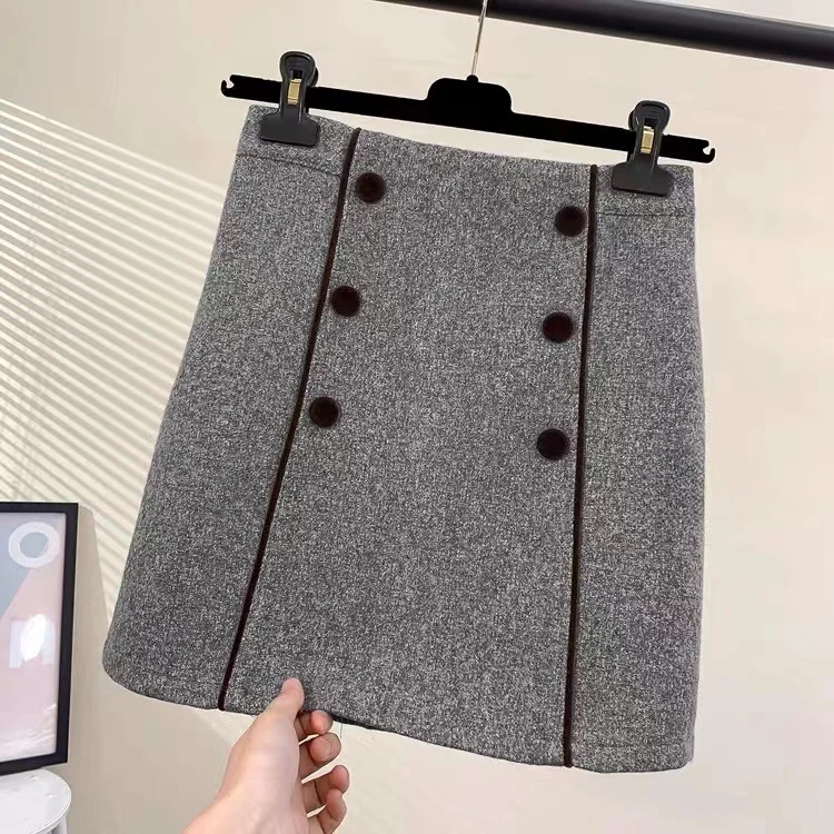 2024秋季新款女装双排扣短裙半身裙K011