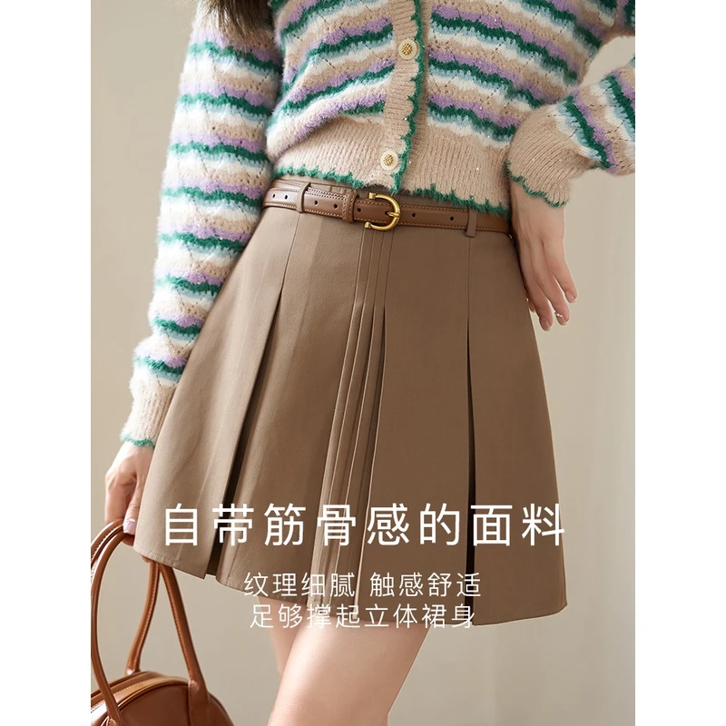 【年中大促】谜秀学院风百褶半身裙韩版高腰显瘦显高裙女时尚设计感