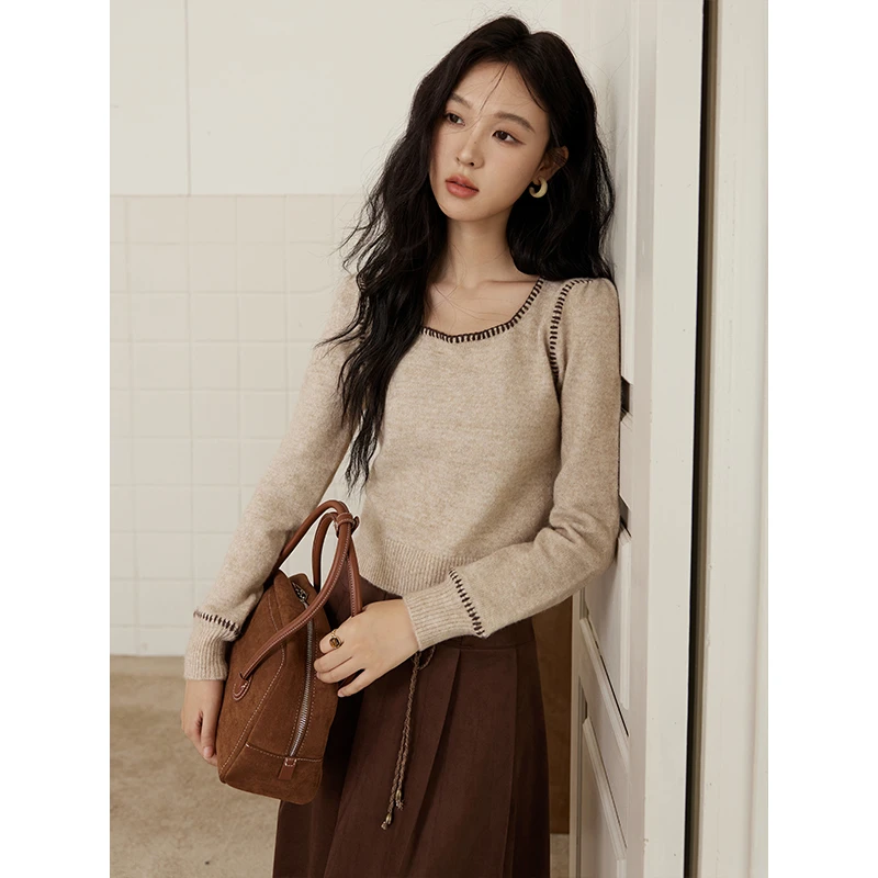 年末大促谜秀品慵懒风穿搭针织衫毛衣显瘦气质长袖时尚百搭修身