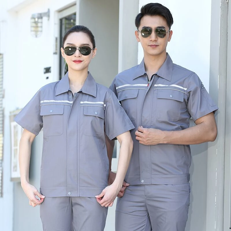 工作服夏季防静电短袖套装加油站加气站化工厂薄款耐磨透气男装