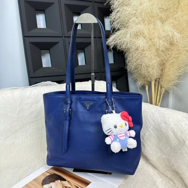 95新 Prada/普拉达 墨蓝色单肩托特包