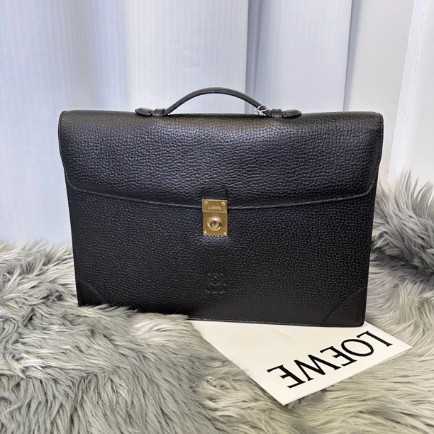 95新 LOEWE/罗意威 黑金皮质公文包
