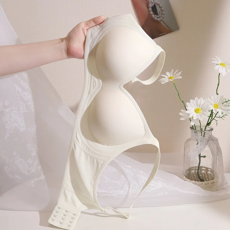 无痕内衣女大胸显小无钢圈聚拢上托收副乳透气薄款固定杯美背文胸