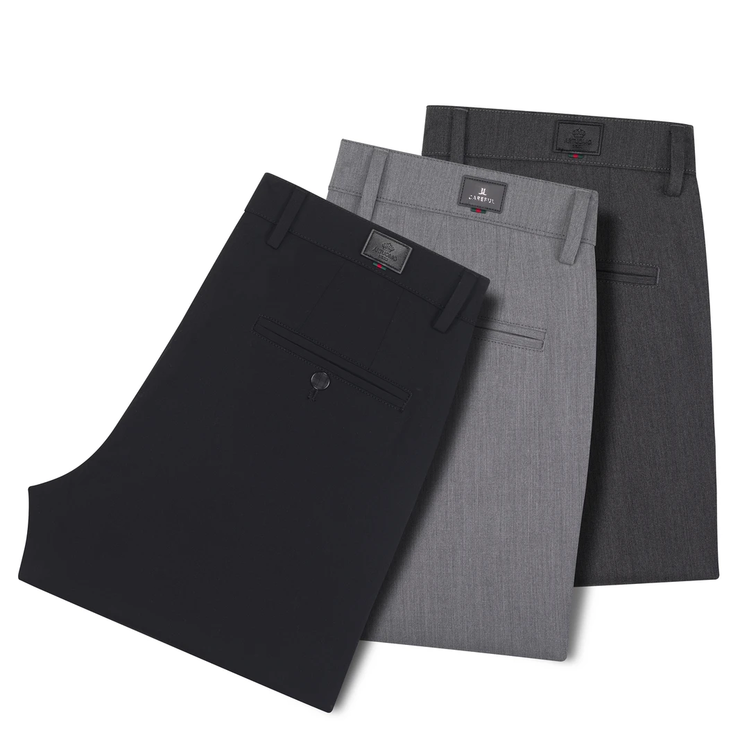 VUJ【夏季新品】纯色轻奢休闲长裤九分宽松商务修身男士直筒男裤