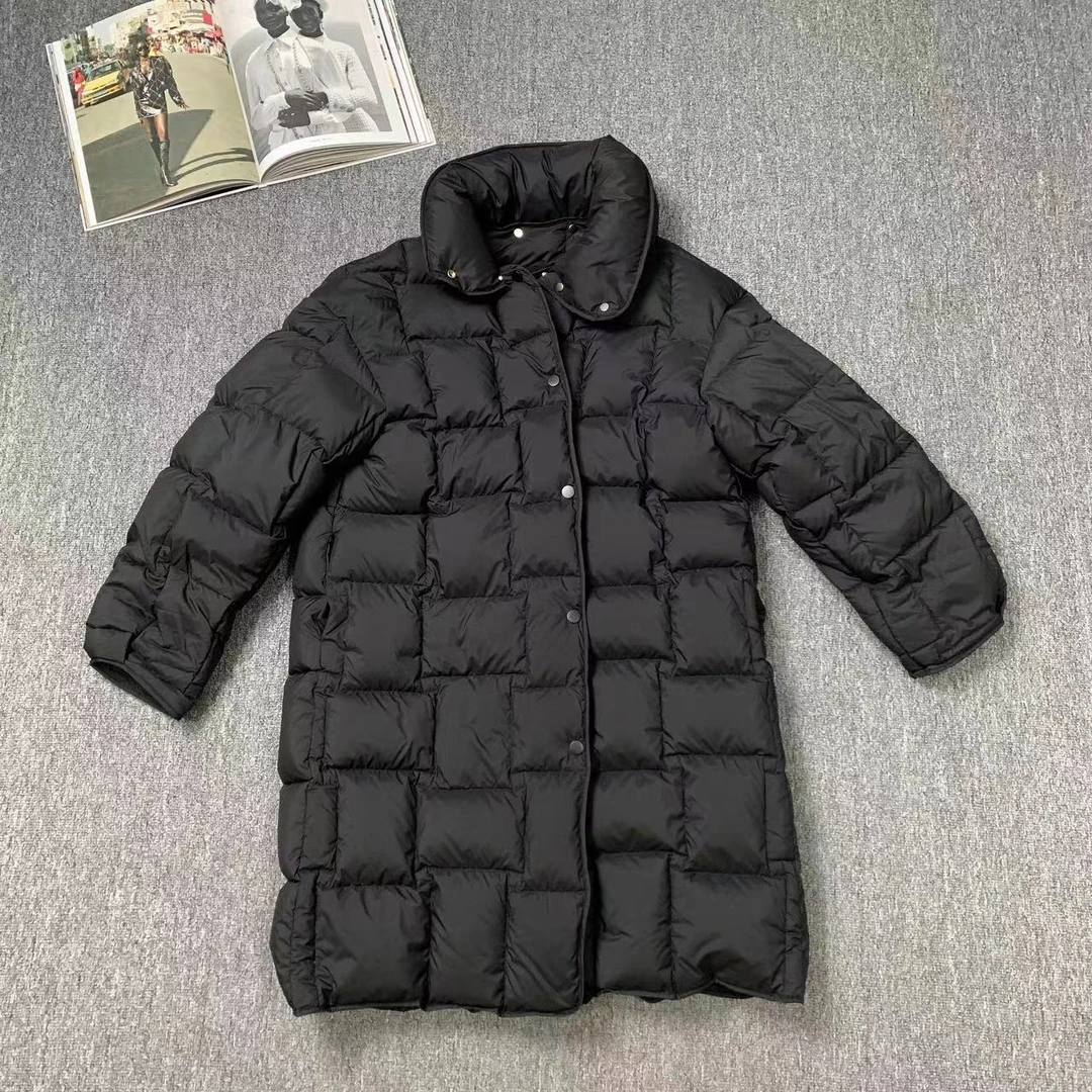 12752余小鱼 黑色立领可拆卸韩版百搭时尚中长款羽绒服女装