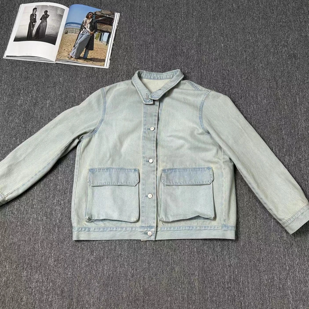 12784余小鱼 浅蓝色复古韩版春秋休闲百搭长袖牛仔外套女装