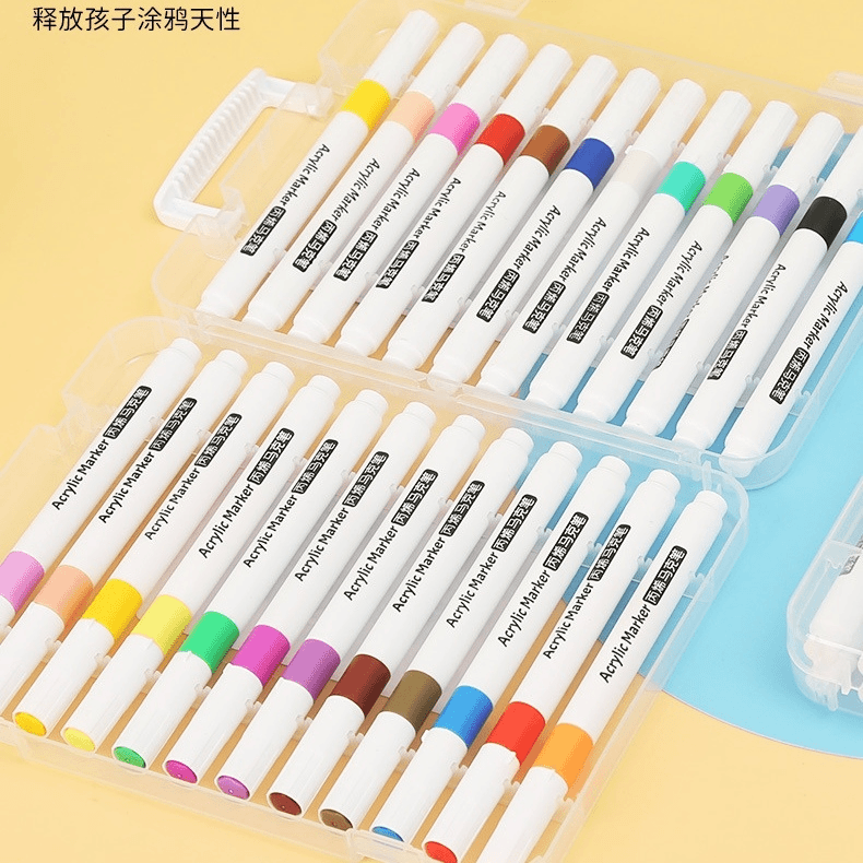 丙烯马克笔小学生 儿童可水洗水性画画笔不透色diy咕卡水彩笔涂鸦