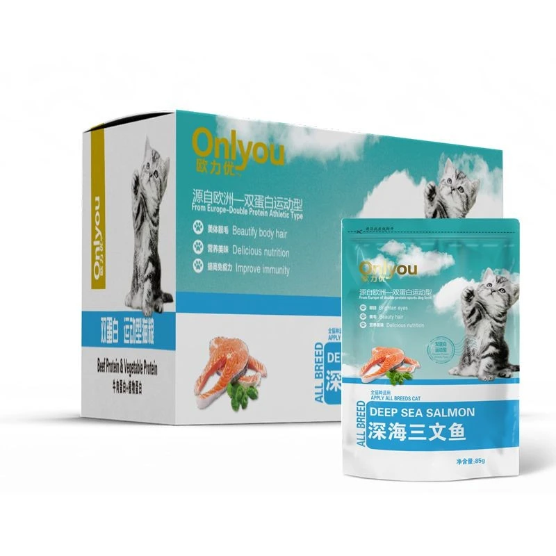 新疆包邮欧力优湿粮包拌饭湿条猫粮猫零食猫咪宠物湿粮包85g*12袋