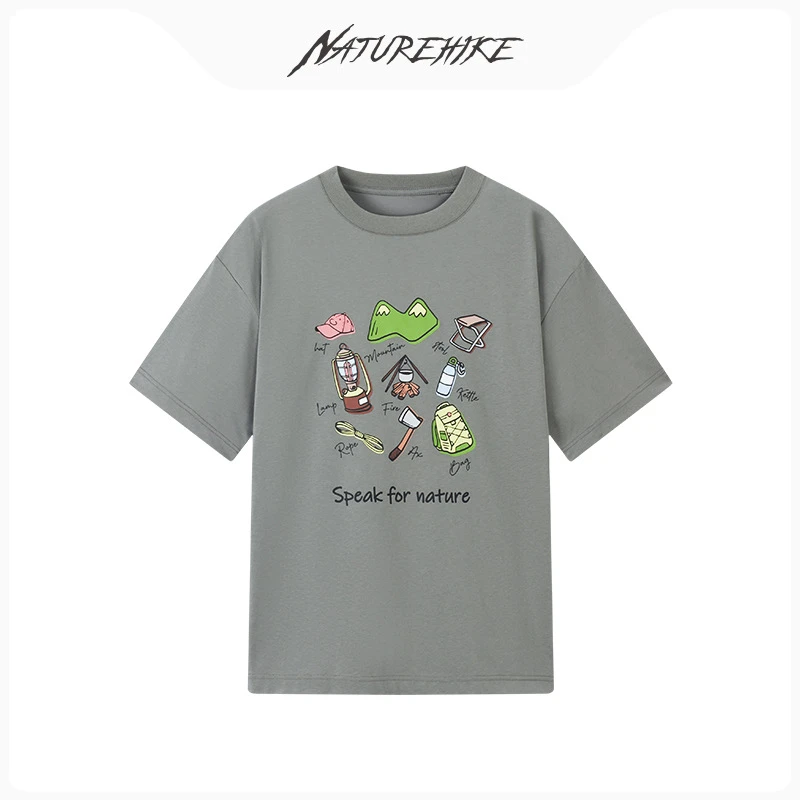 Naturehike挪客 2321DB024 中性印花短袖夏季户外宽松纯色印花T恤