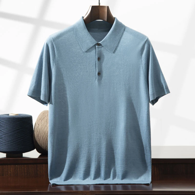 夏季新款男士POLO领薄款商务休闲纯色短袖T恤精纺扬子纱高端半袖