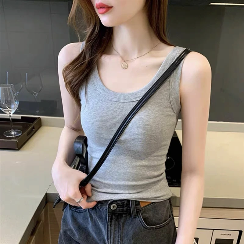 冰丝螺纹吊带背心女春夏秋季防走光内搭修身外穿打底无袖上衣薄款