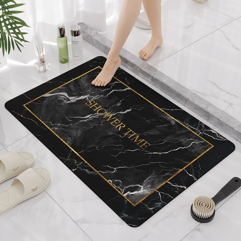 硅藻泥地垫浴室防滑垫最少年大理石纹卫生间地毯吸水软垫厨房入户