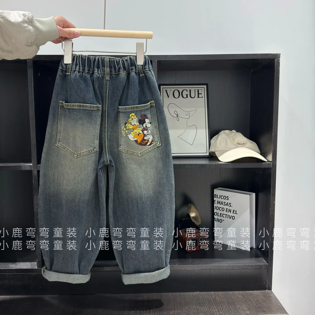 （酷酷的裤）Q112春秋儿童后袋米奇与唐老鸭牛仔裤