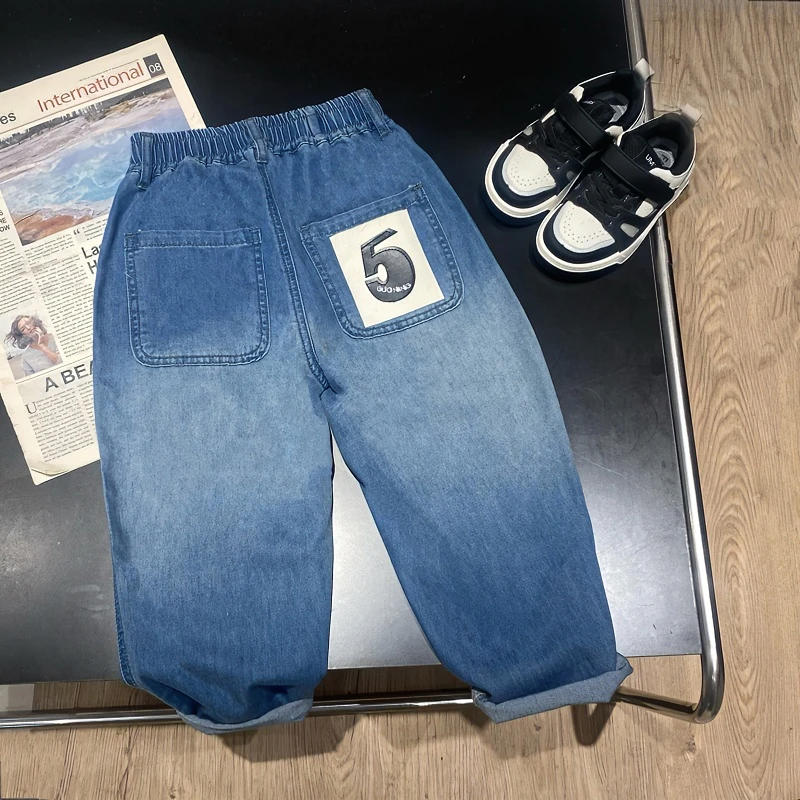 X1521夏季长裤儿童新款后袋数字5天丝牛仔裤