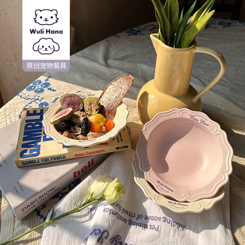 窝里横Wuli Hana原创宠陶瓷碗法式猫碗罐头狗碗盘子猫咪Tian Tian