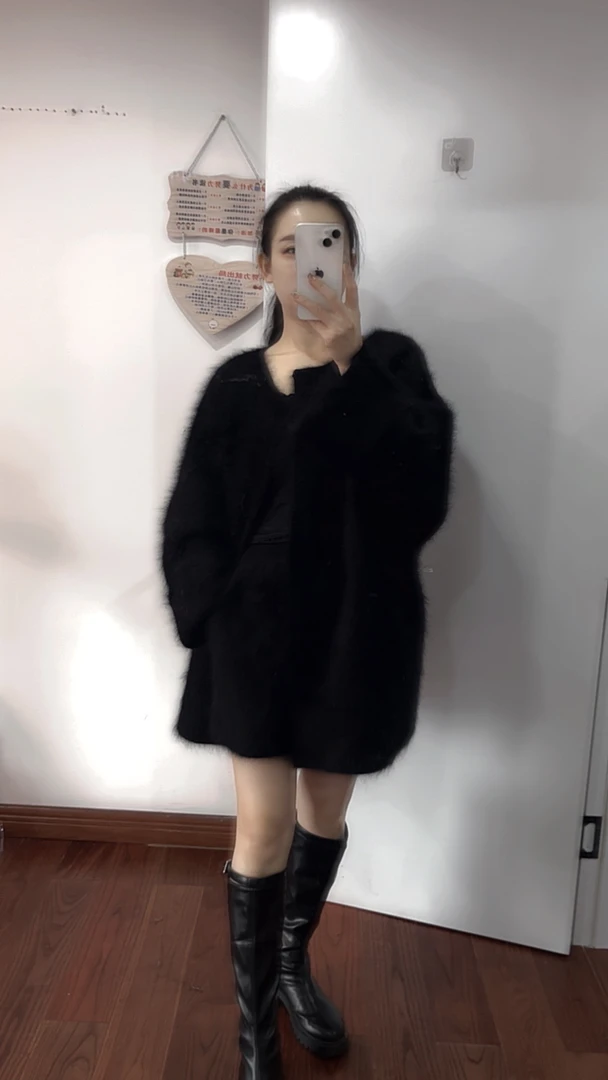 高配猛犸长毛外套开衫慵懒风气质网红时尚休闲百搭宽松韩版秋冬