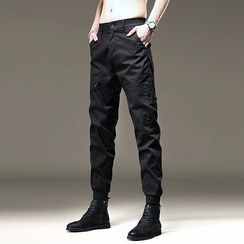 可啦可高端弹力工装裤男士大码男裤宽松百搭裤子男胖子休闲裤子男