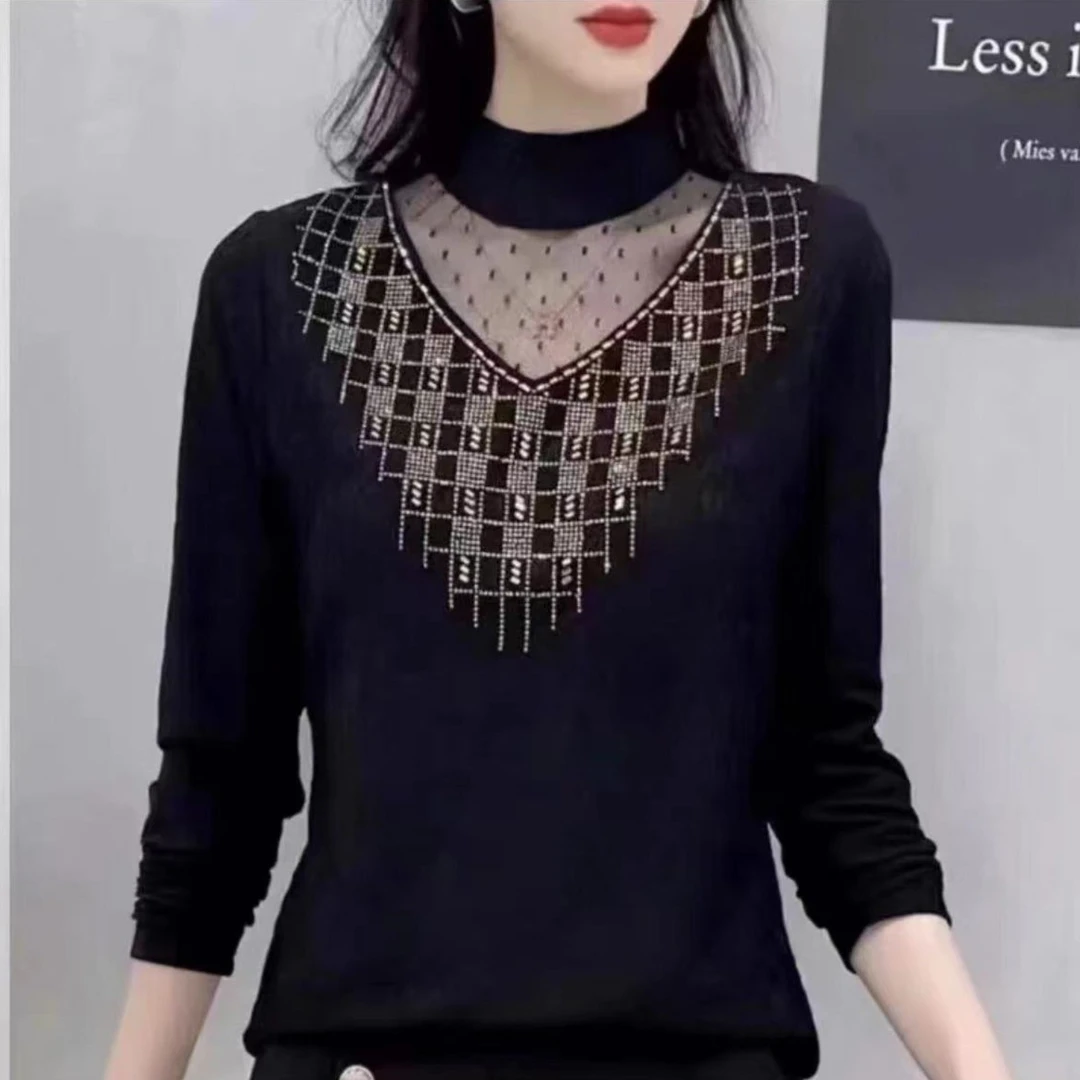 春季新款  气质百搭长袖洋气网红打底衫