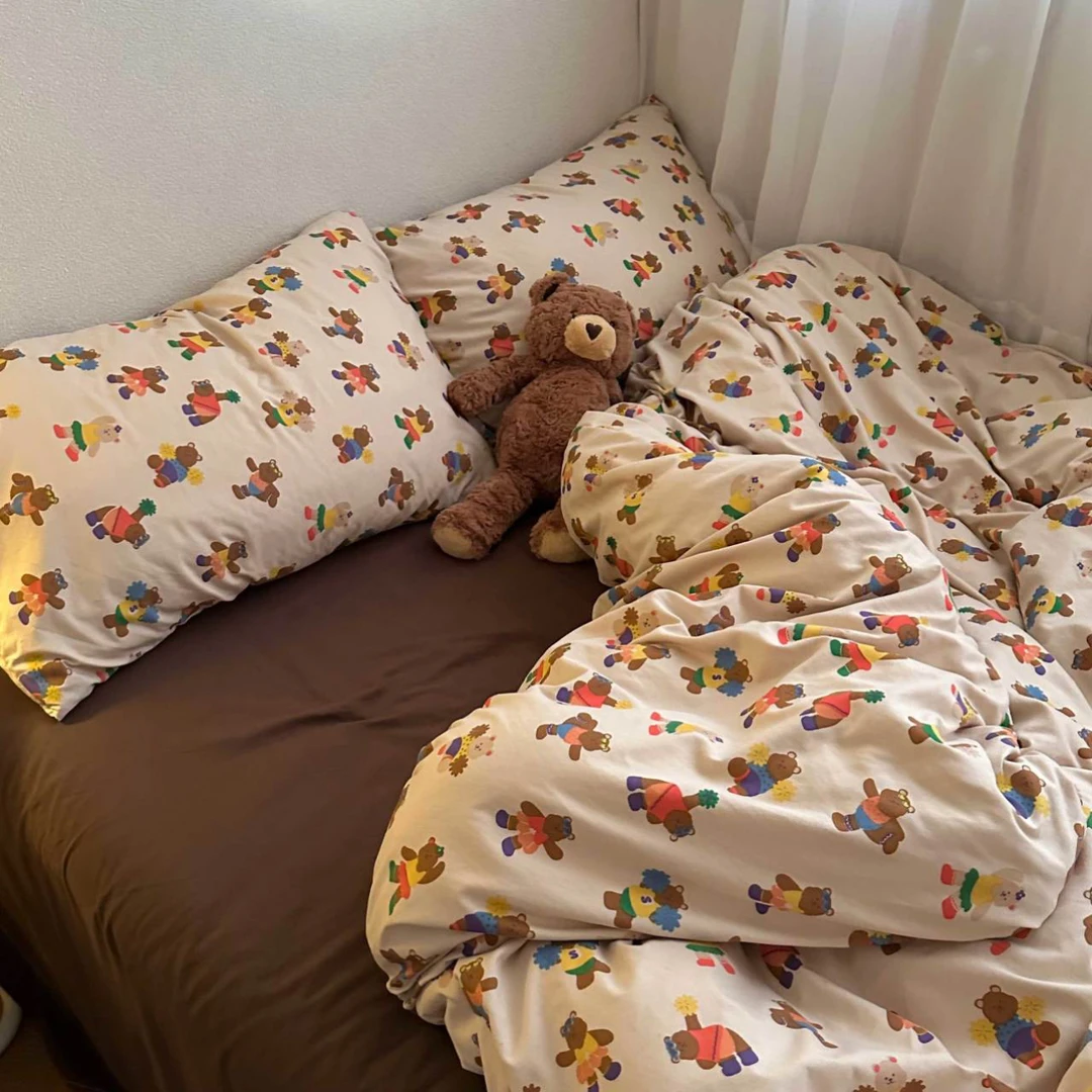 会呼吸的面料小清新有氧韩系ins风水洗棉云朵棉三件套四件套